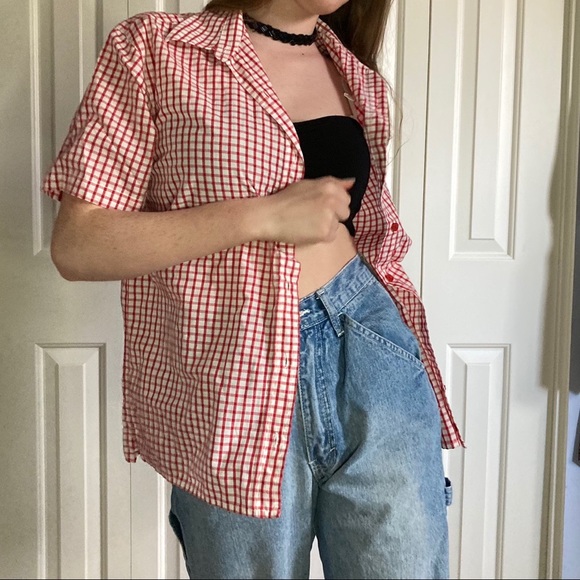 vintage res and white gingham button up - Picture 4 of 4